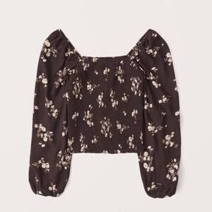 Abercrombie & Fitch Square Neck Floral Long Sleeve Top Size XS